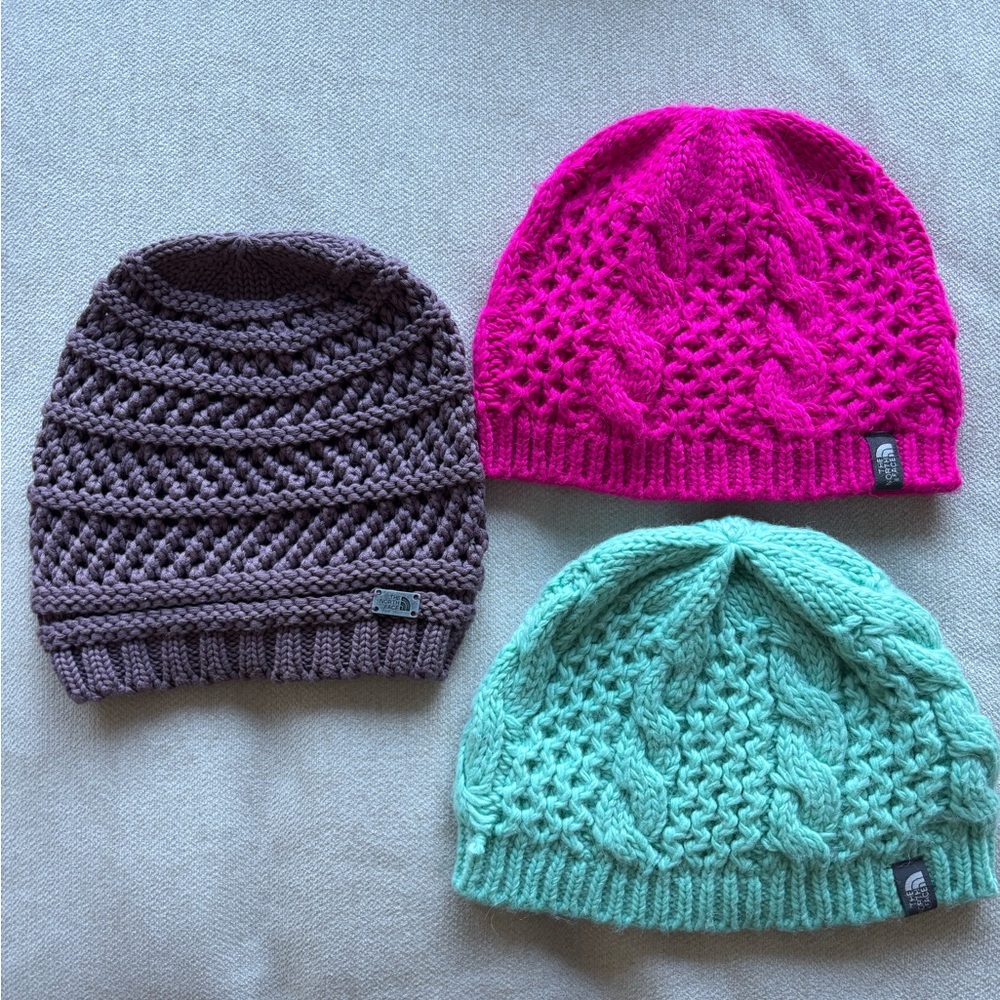 Lot of North Face beanies